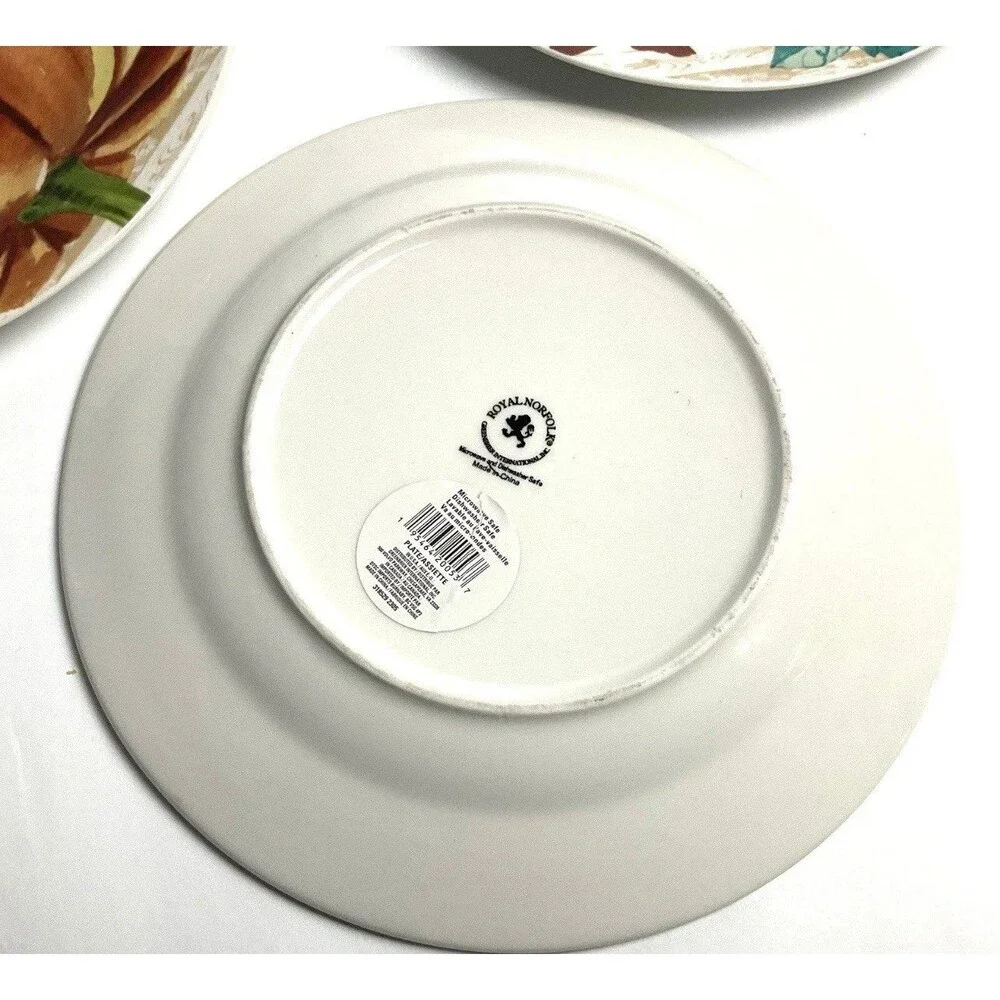 Royal Norfolk Pumpkin Stoneware Dinner Plates 10.5” Set of 4